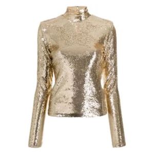 Polo Ralph Lauren Sequin Turtleneck Top - Gold XL NWT